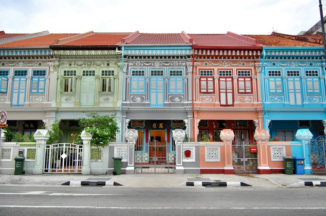 Colourful heritage shophouses along a Joo Chiat street in District 15